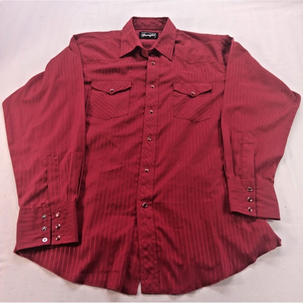 Wrangler Western Men’s Size L Vintage Long Sleeve Pearl Snap Cowboy
